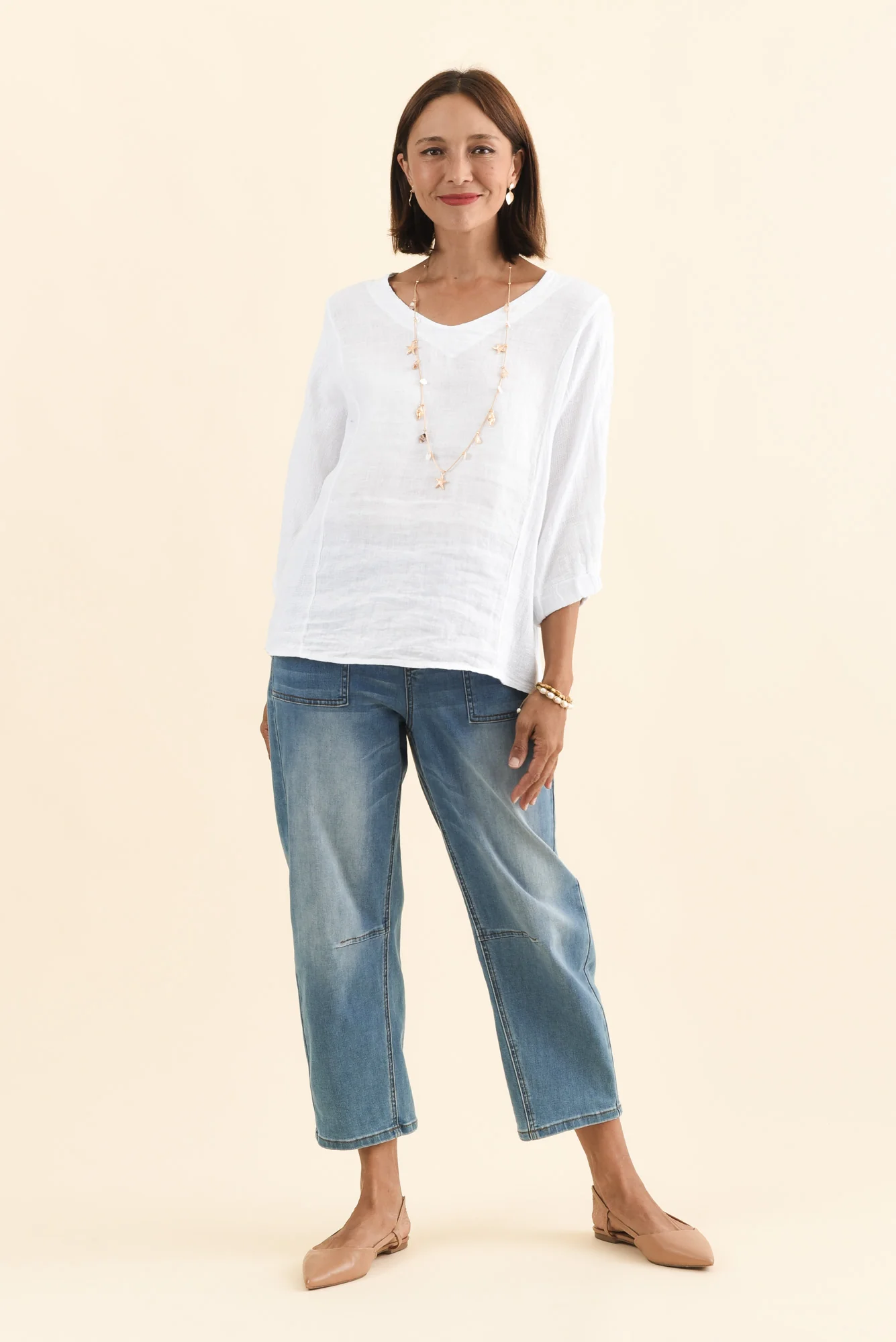 Ziola White Linen Cotton Top - Image 2