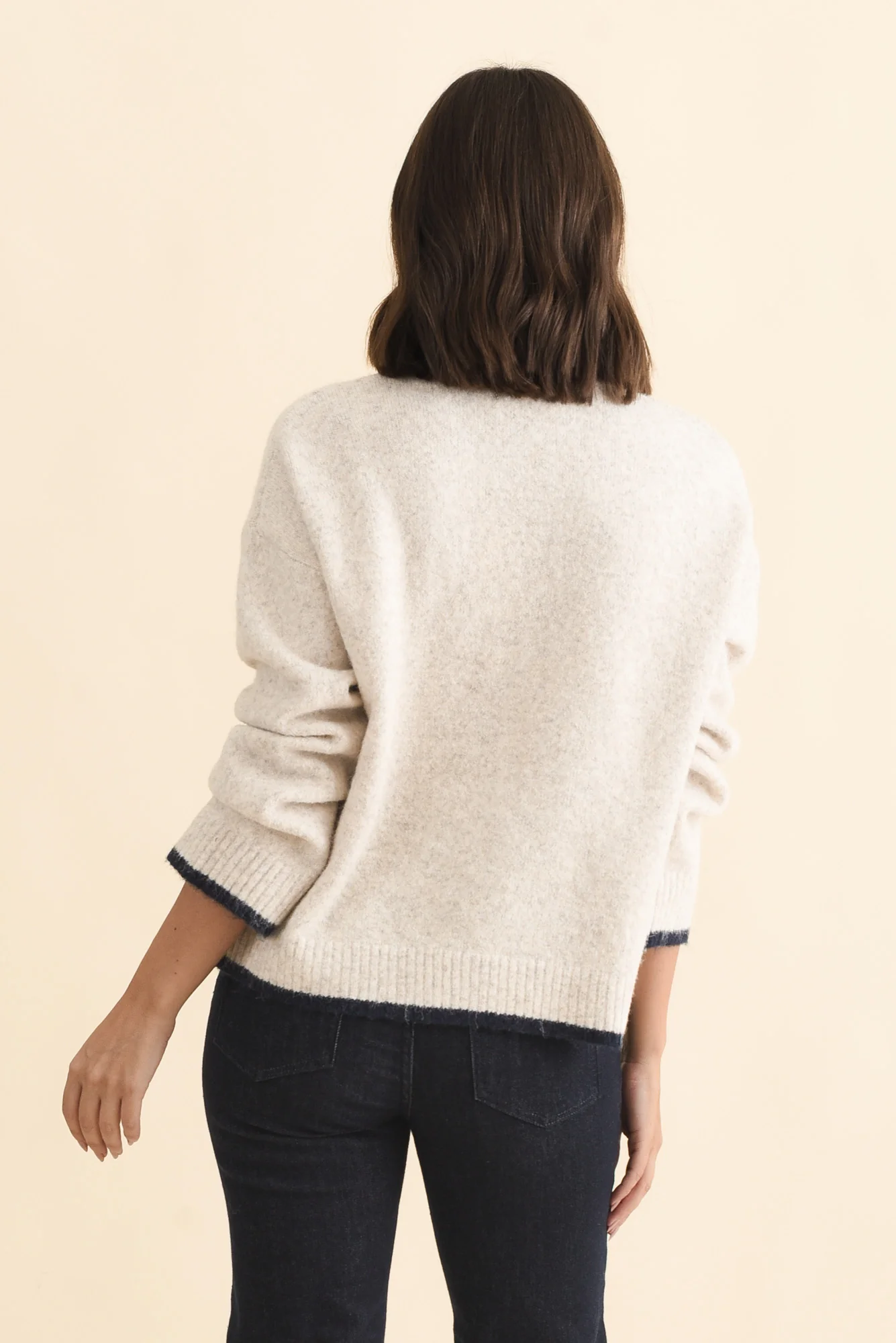 Zoe Beige Heart Knit Jumper - Image 4